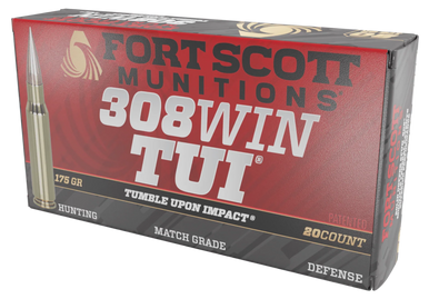 Fort Scott Munitions 308175SCV2 Tumble Upon Impact (TUI) Rifle 308Win 175gr Solid Copper Spun 20 Rounds