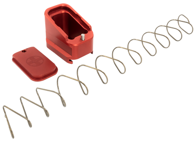 Shield Arms G17ME5RED Magazine Extension  +5 Extended 40 S&W/9mm Luger  Compatible w/Glock 17/19X/22/34/35/45, Red Anodized Aluminum