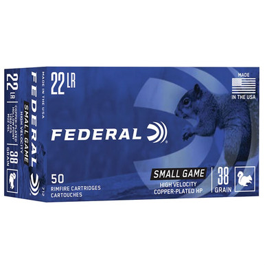 Federal Game-Shok 22 Long Rifle Copper Plated Hollow Point 38 Grain 50 Rounds