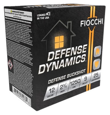 Fiocchi 12EX9P Defense Dynamics Defense Buckshot 12Gauge 2.75" 25 Rounds