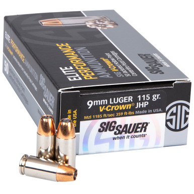 Sig Sauer Elite V-Crown 9mm Jacketed Hollow Point 115 Grain 50 Rounds