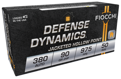 Fiocchi Defense Dynamics Centerfire Handgun Ammo 380 ACP 90 gr. JHP 50 rd.