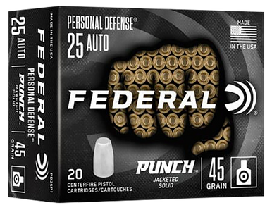 Federal Handgun Ammo 25 Auto 45 gr. Punch 20 rd.