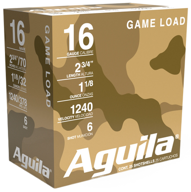 Aguila Ammunition 16ga Birdshot 2.75 inch Shotgun Shells - #6 Shot | 1-1/8oz | 1240 fps | 25rd Box