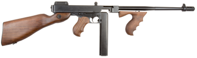 Thompson T114 1927A-1 Deluxe 45 ACP Caliber with 16.50" Barrel, 20+1 Capacity (Stick), Blued Metal Finish, American Walnut Stock Wood Grip Fixed Compensator Right Hand