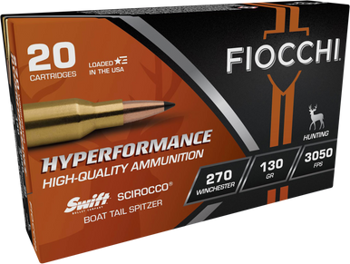 Fiocchi 270SCA Hyperformance  270Win 130gr Swift Scirocco II Bonded 20 Rounds
