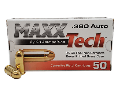 MAXXTech Pistol Ammo 380 ACP 95 gr. FMJ 50 rd.