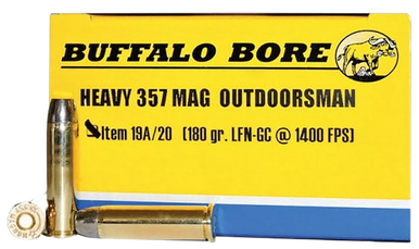 Buffalo Bore Ammunition 19A20 Outdoorsman Strictly Business 357Mag 180gr Hard Cast Flat Nose 20 Rounds