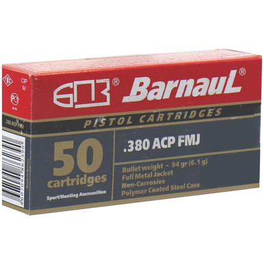 Barnaul Steel Case Pistol Ammo 380 Auto 94 gr. FMJ 50 rd.
