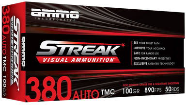Ammo Inc STREAK Target .380 ACP Handgun Ammo - 100 Grain | TMC | Red | 50rd Box