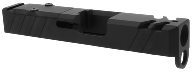 TacFire  Replacement Slide  9mm Luger Graphite Black Cerakote Stainless Steel with Optics Cut & Slide Ports for Glock 26 Gen3