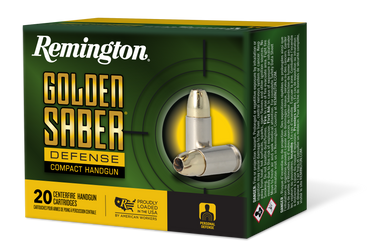 Remington Ammunition 27615 Golden Saber Defense 380ACP 102gr Brass Jacketed Hollow Point 20 Rounds