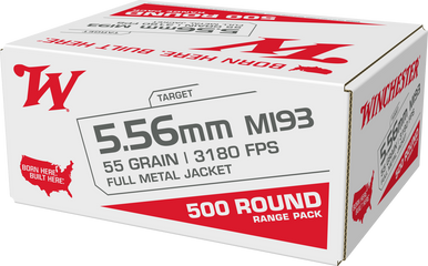 Winchester Ammo WM193 5.56mm Full Metal Jacket 55 Grain 500 Rounds