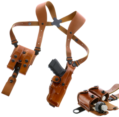 Galco VHS4212 VHS 40 Shoulder System Size Fits Chest Up To 56 Tan Leather Harness Fits 1911 Fits 5 Barrel Ambidextrous