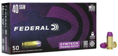 Federal AE40SJ2 Syntech Training Match 40S&W 180gr Total Syntech Jacket Flat Nose 50 Rounds