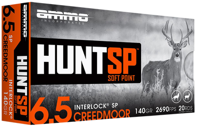 Ammo Inc 65CM140SPA20 Hunt  6.5Creedmoor 140gr Soft Point 20 Rounds