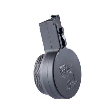 F5 MFG CZ Scorpion 9mm 50 Round Billet Aluminum Drum Magazine - Armor Black | Engraved with Scorpion