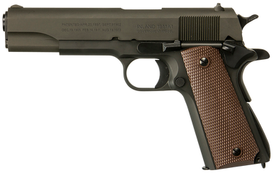 Inland MFG ILM1911 1911 A1 Government 45 ACP 71 5 Barrel Black Parkerized Steel Frame wBeavertail Serrated Steel Slide Wood Grip Manual Safety