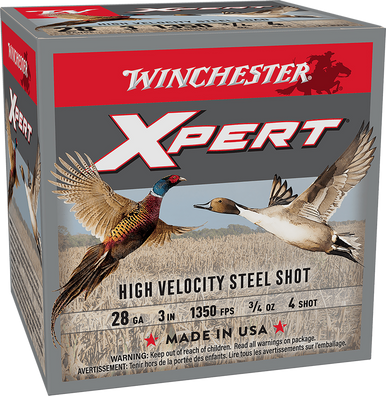 Winchester Xpert Hi-Veloctiy Steel Shotgun Ammo 28 ga. 3 in. 3/4 oz. 4 Shot Pheasant/Duck 25 rd.