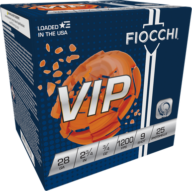 Fiocchi VIP Target Shotgun Loads 28 ga. 2.75 in. 3/4 oz. 1200 FPS 9 Shot 25 rd.