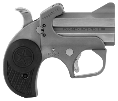 Bond Arms BARN Roughneck  9mm Luger 2rd 2.50" Stainless Steel Double Barrel w/Bead Blasted Frame, Blade Front/Fixed Rear Sights, Rebounding Hammer, Rubber Grip, Manual Safety
