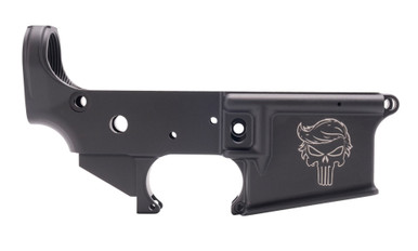 Anderson AM-15 Forged Stripped AR15 Lower Receiver - Black | Trump Punisher Logo | Retail Packaging