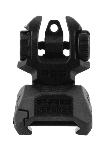FAB Defense FXRBS Rear Back-Up Sight  for AR-15/ M16/ M4 Dual Aperture Low Folded Profile Spring-Locked Deployment Black Polymer & Metal