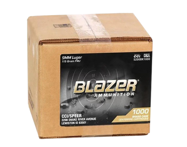CCI 5200BK1000 Blazer Brass Handgun 9mmLuger 115gr Full Metal Jacket 1000 Rounds *Loose