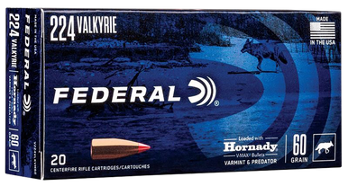 Federal Varmint & Predator Rifle Ammo 224 Valkyrie 60 gr. Hornady VMax 20 rd.