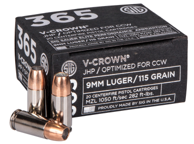 Sig Sauer V-Crown 9mm Jacketed Hollow Point 115 Grain 20 Rounds