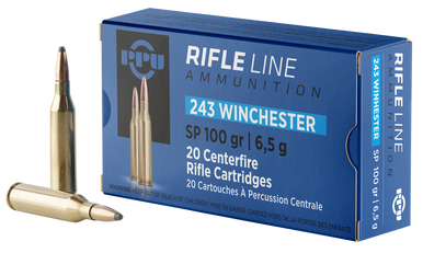 PPU PP2432 Standard Rifle  243Win 100gr Soft Point 20 Rounds