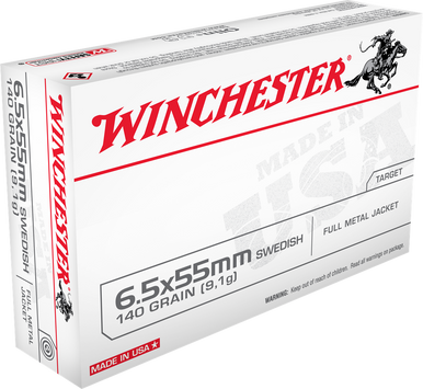 Winchester USA6555 6.5x55 Swedish Full Metal Jacket 140 Grain 20 Rounds