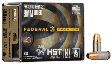 Federal Premium Personal Defense 9mm Luger Jacketed Hollow Point 147 Grain 20 Rounds