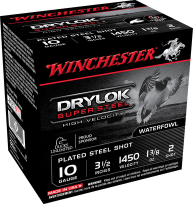 Winchester Drylok High Velocity Plated Load 10 ga. 3.5 in. 1 3/8 oz. 2 Shot 25 rd.