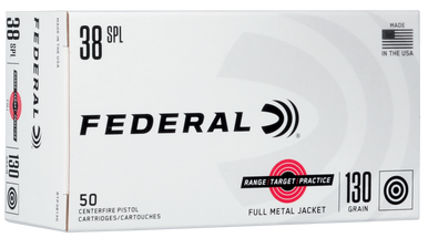 Federal RTP38130 Range & Target  38Special 130gr Full Metal Jacket 50 Rounds