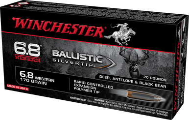 Winchester Ballistic Silvertip Rifle Ammo 6.8 Western 170 gr. Ballistic Silvertip 20 rd.