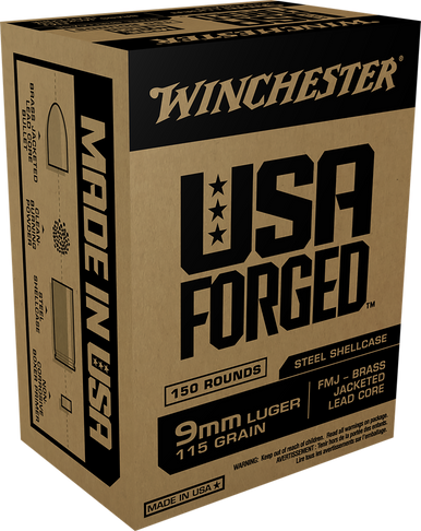 Winchester USA Forged 9mm Luger FMJ 115 Grain 150 Rounds
