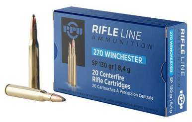 PPU PP2701 Standard Rifle  270Win 130gr Soft Point 20 Rounds