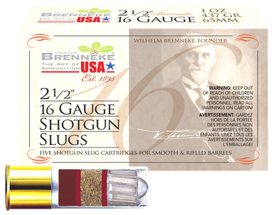 Brenneke 16 Slugs 16 ga. 2 1/2 in 1 oz. 5 rd.