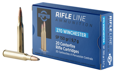 PPU PP2702 Standard Rifle  270Win 150gr Soft Point 20 Rounds