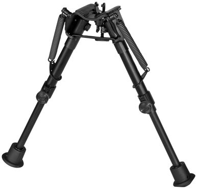 Harris Bipods 1A2-BR2 Non-Swivel BR Swivel Stud, 6-9", Black Steel/Aluminum, Self Leveling Legs, Rubber Feet (No Sling Stud Provision)
