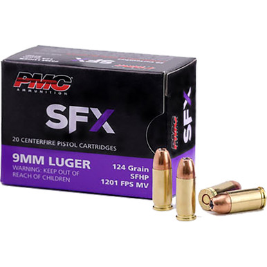 PMC SFX Premium Ammo 9mm Luger Hollow Point 124 Grain 20 Rounds