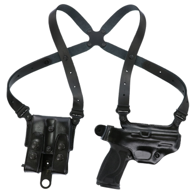 Galco MC224B Miami Classic Shoulder System Size Fits Chest Up To 56 Black Leather Compatible wGlock 19 Gen1517 Gen1522 Gen25 Right Hand