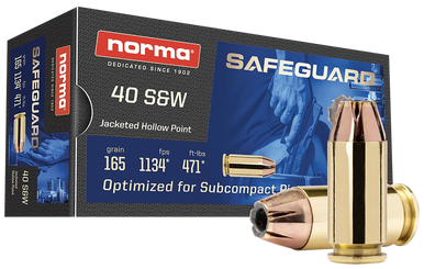 Norma Ammunition 801407887  Safeguard 40S&W 165gr Jacketed Hollow Point 50 Rounds