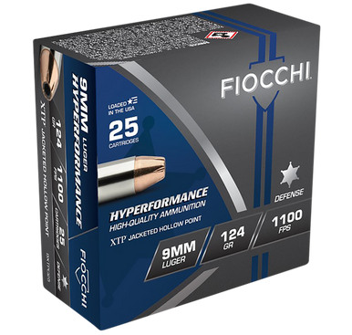 Fiocchi Hyperformance Defense Pistol Ammo 9mm 124 gr. XTPHP 25 rd.