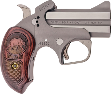 Bond Arms BAGR Grizzly  45 Colt LC410 Gauge 2rd 3 Stainless Steel Double Barrel  Frame Rebounding Hammer Blade FrontFixed Rear Sights Rosewood Grips Manual Safety