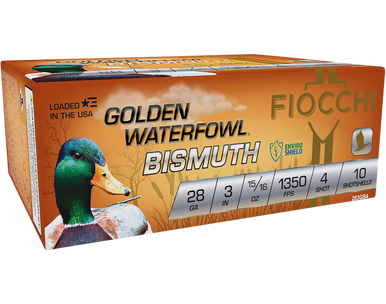 Fiocchi Golden Waterfowl Bismuth Shotgun Ammo 28 ga. 3 in. 15/16 oz. 4 Shot 10 rd.
