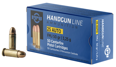 PPU PPH25 Handgun  25ACP 50gr Full Metal Jacket 50 Rounds