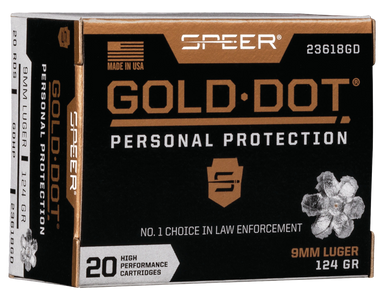 Speer Gold Dot Personal Protection Pistol Ammo 9mm 124 gr. HP 20 rd.