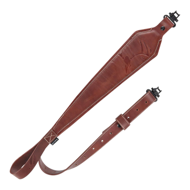 Heritage Cases 8510 Deer Deboss  Rifle Sling w/One-Piece Swivel, Brown Leather, Adjustable Length 28" to 35", 3" Wide